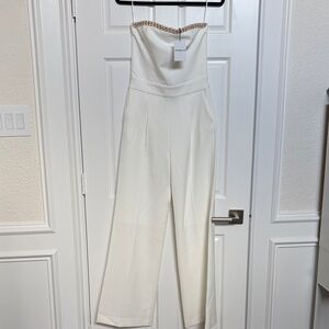 Generation Love Ivory Strapless Jumpsuit with Chain Trim